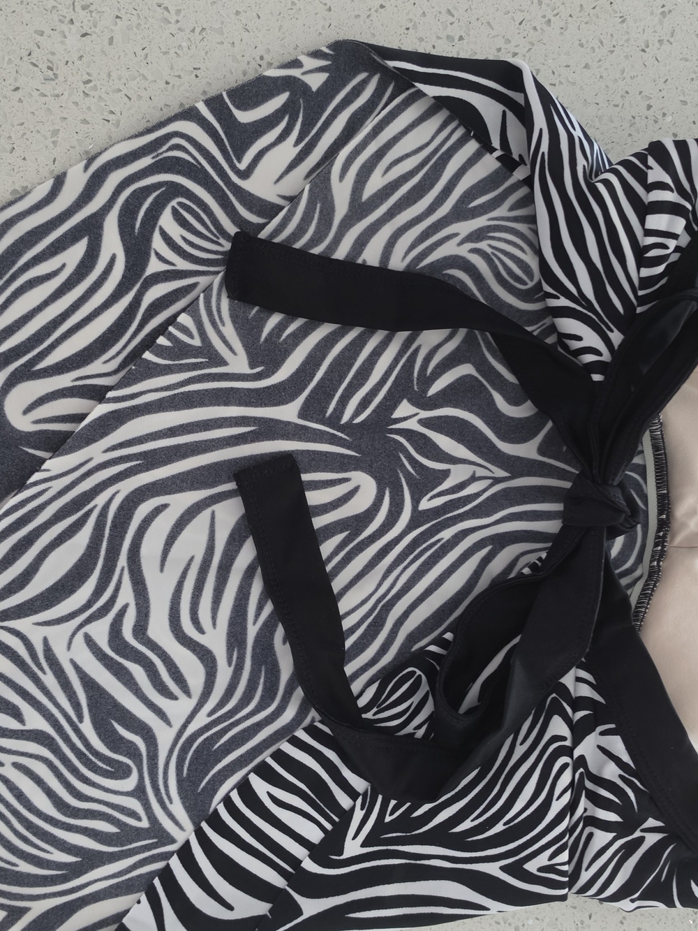 Zebra Swimtop Print Halter Chemise - Black & White M - Picture 8 of 10